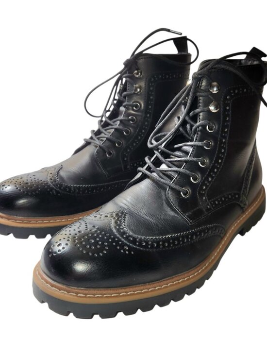Club Room Sawyer Wingtip Boots Mens Size 11 M Black Faux Leather Lace Up 35877 main image 9